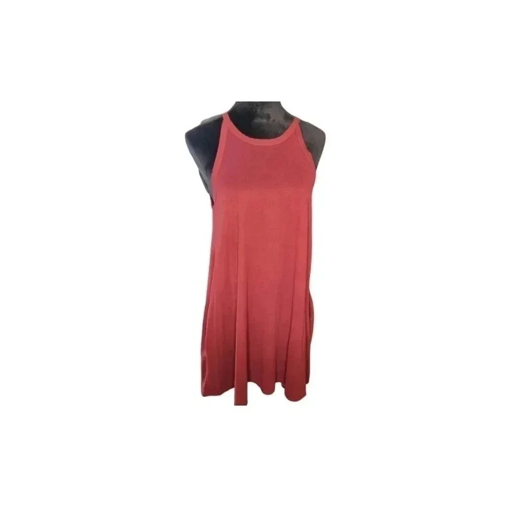 Alya Burgundy Halter Sleeveless Flair Mini Dress Size S